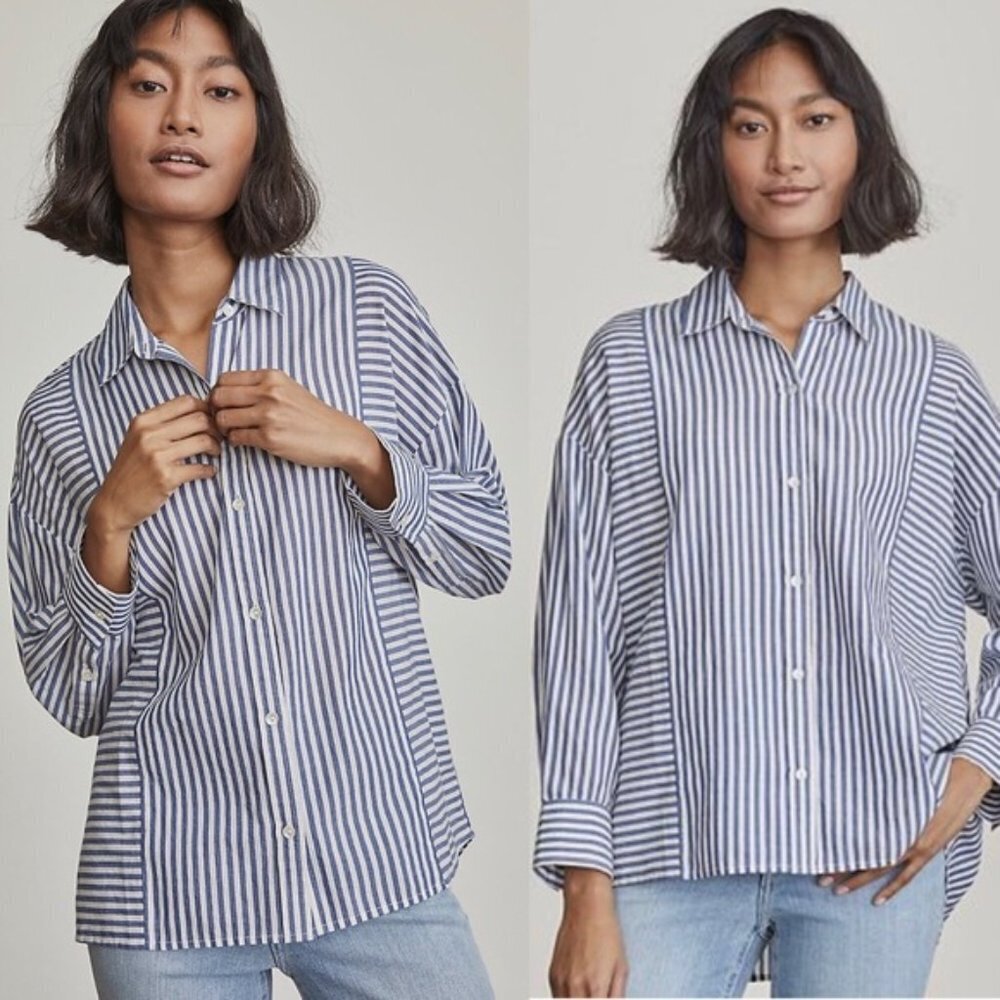 Elizabeth and James Size Extra Small Stripe Blouse 100% Cotton